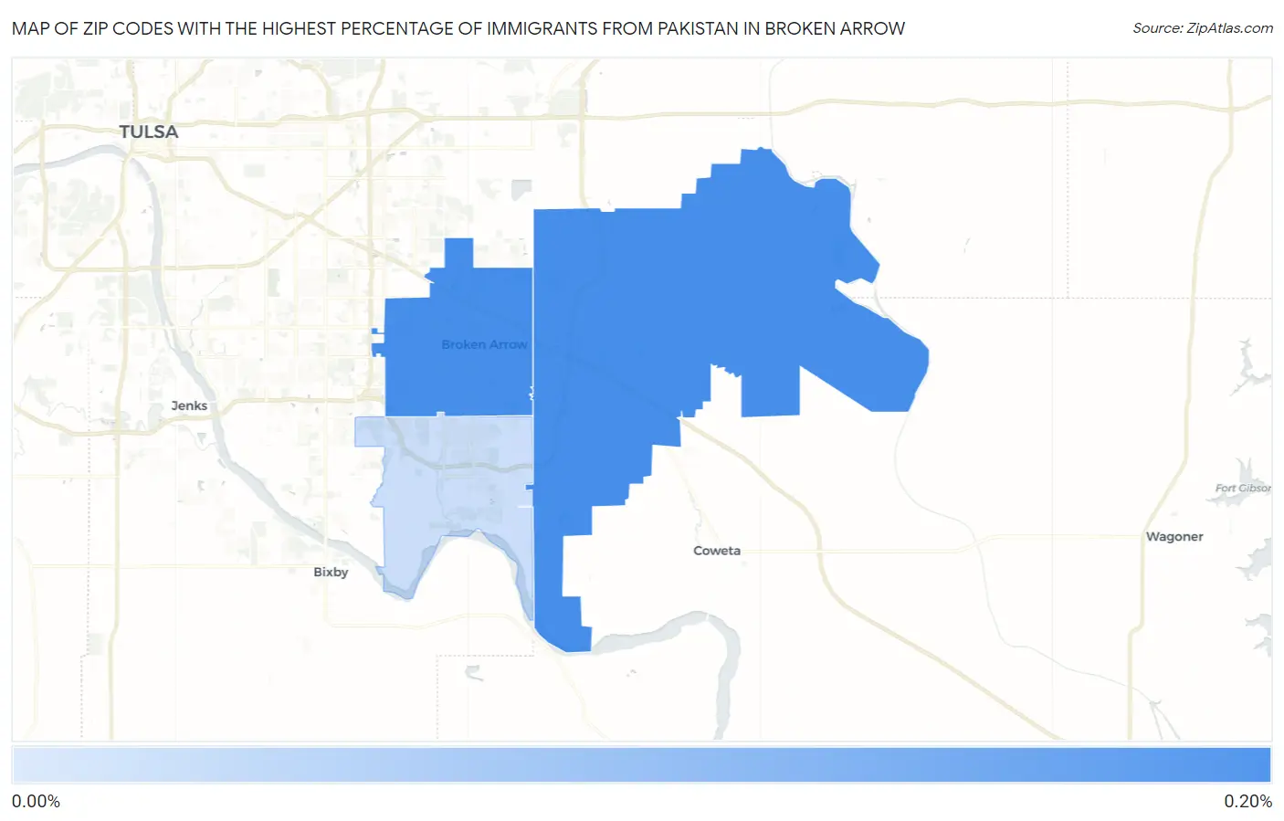 Zip Codes with the Highest Percentage of Immigrants from Pakistan in Broken Arrow Map
