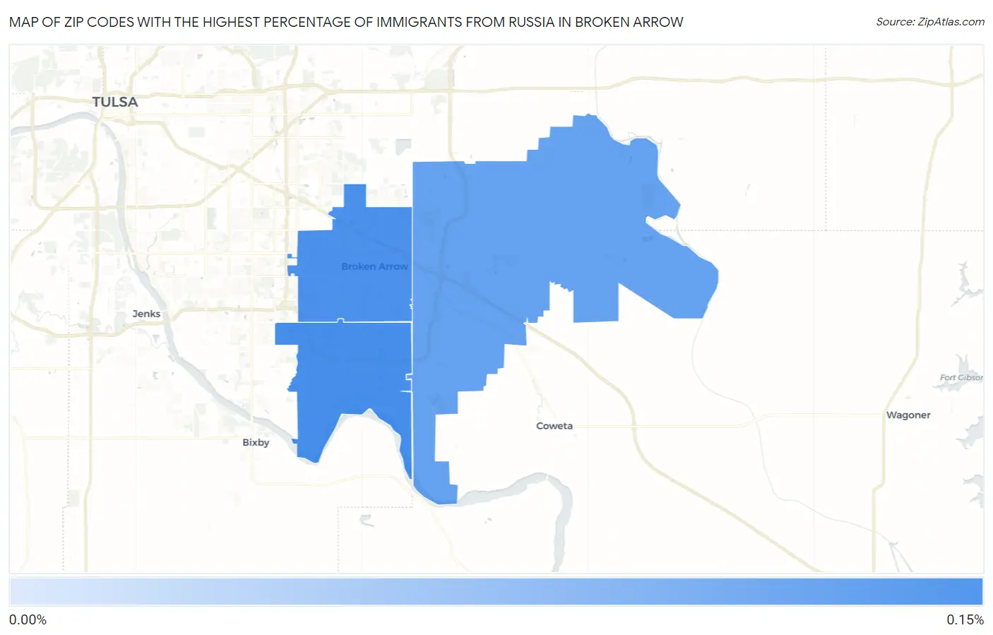 Zip Codes with the Highest Percentage of Immigrants from Russia in Broken Arrow Map