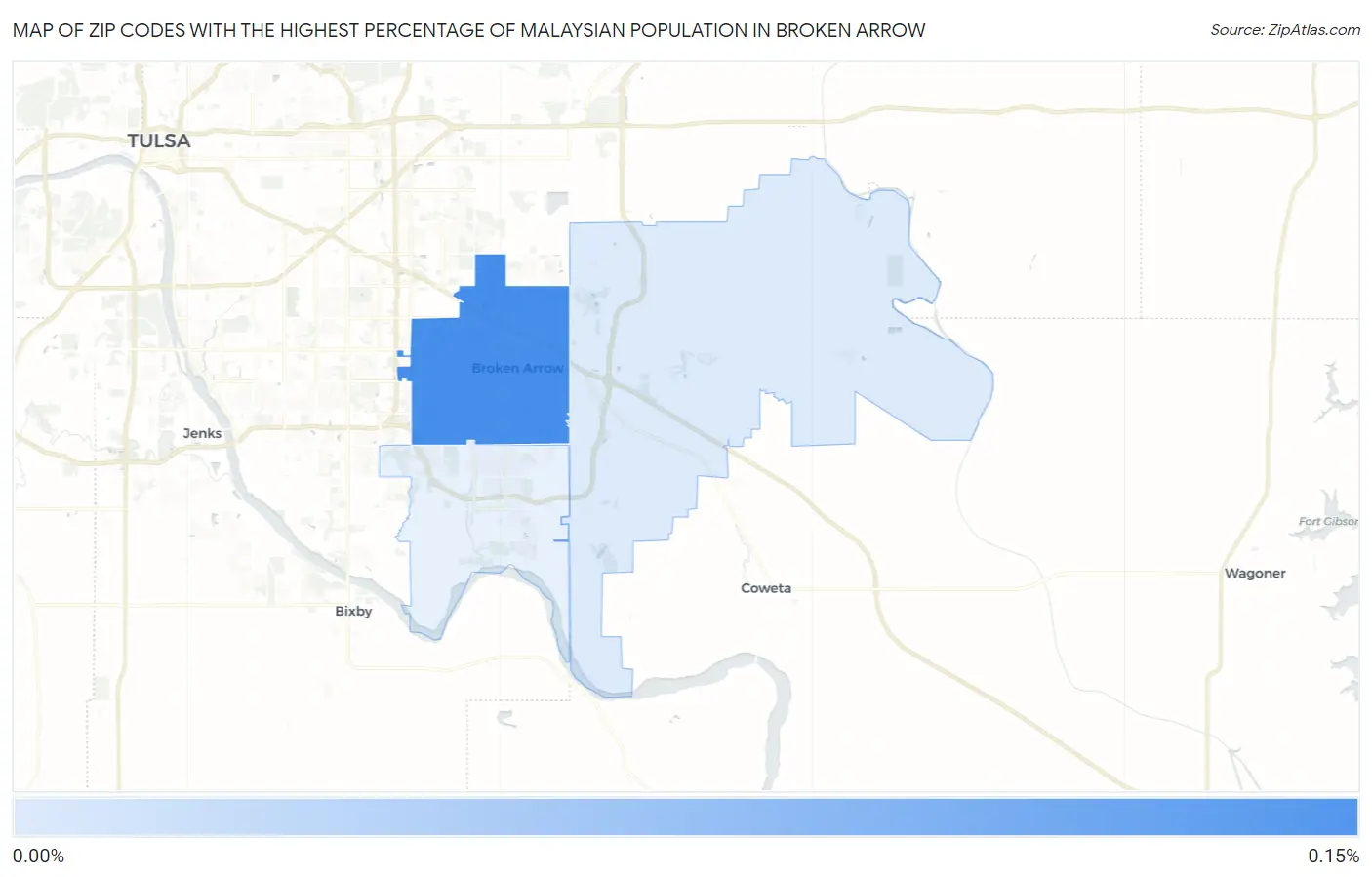 Zip Codes with the Highest Percentage of Malaysian Population in Broken Arrow Map
