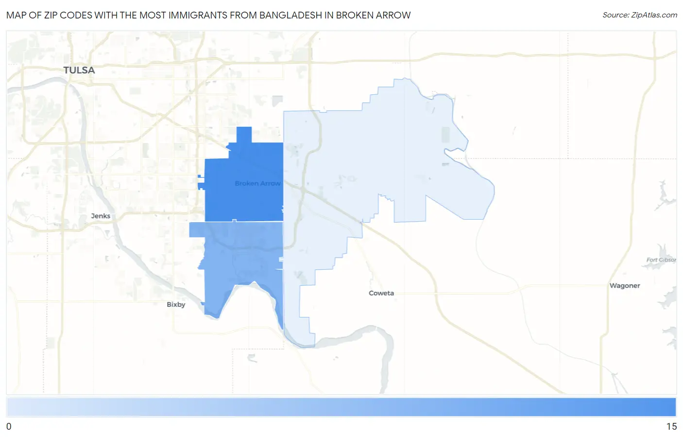 Zip Codes with the Most Immigrants from Bangladesh in Broken Arrow Map