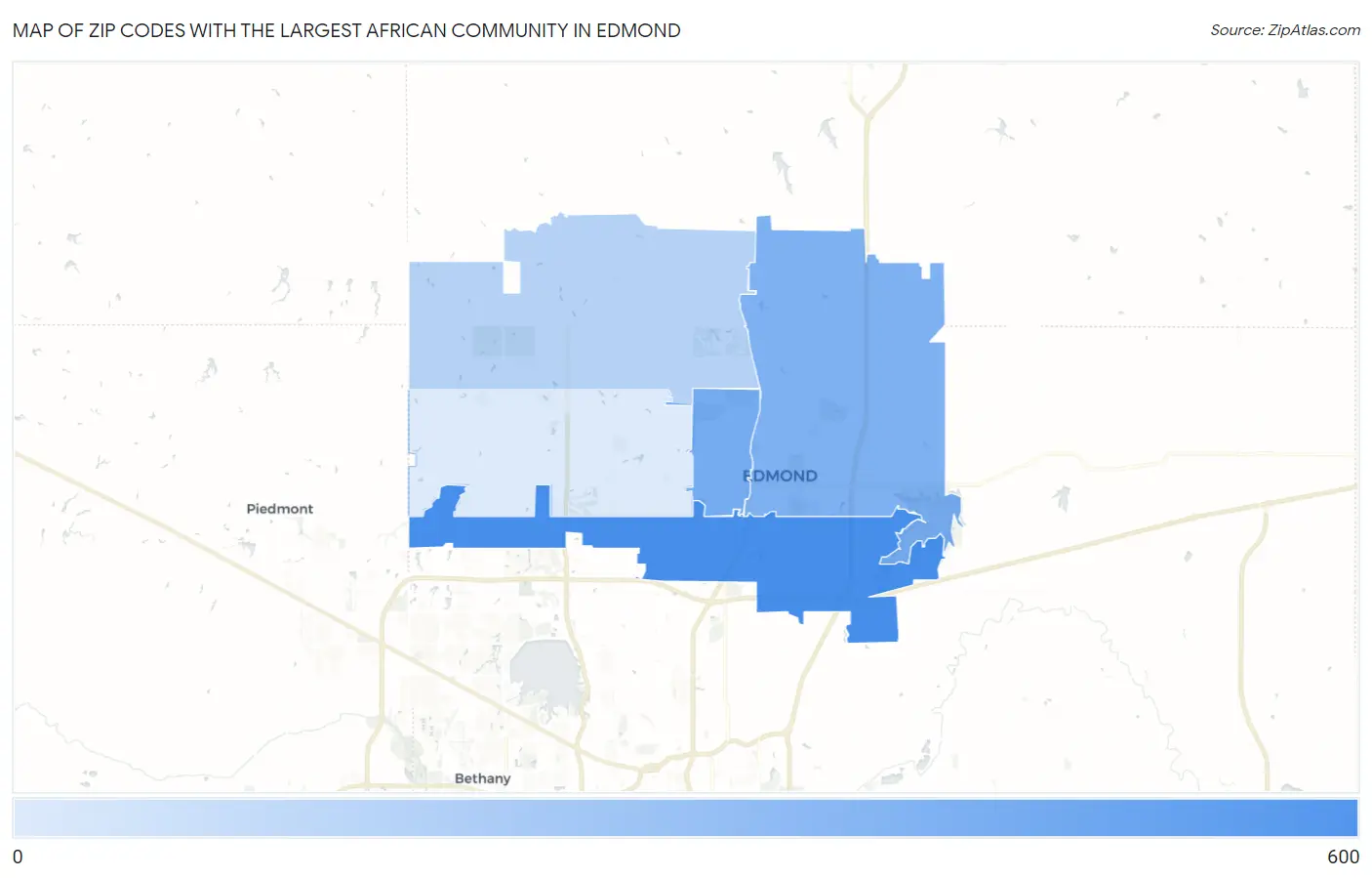 Zip Codes with the Largest African Community in Edmond Map