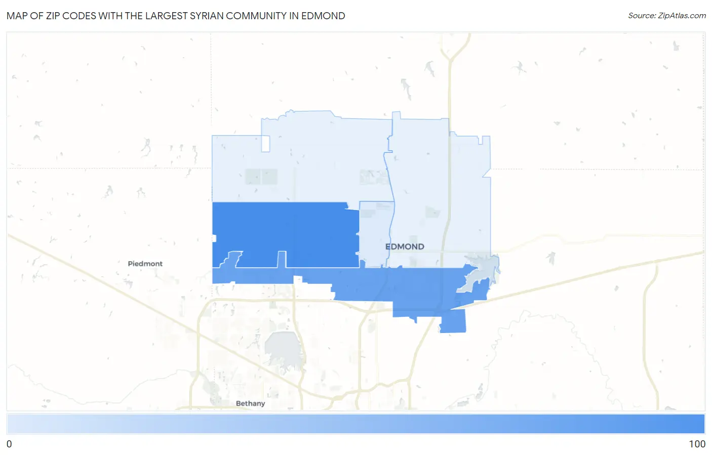 Zip Codes with the Largest Syrian Community in Edmond Map