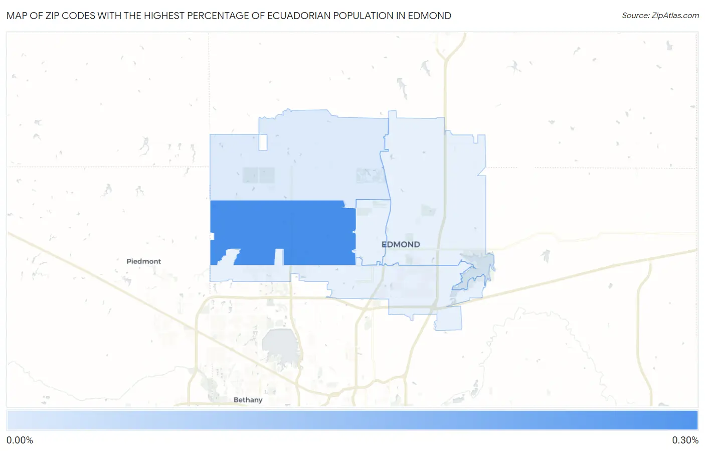 Zip Codes with the Highest Percentage of Ecuadorian Population in Edmond Map