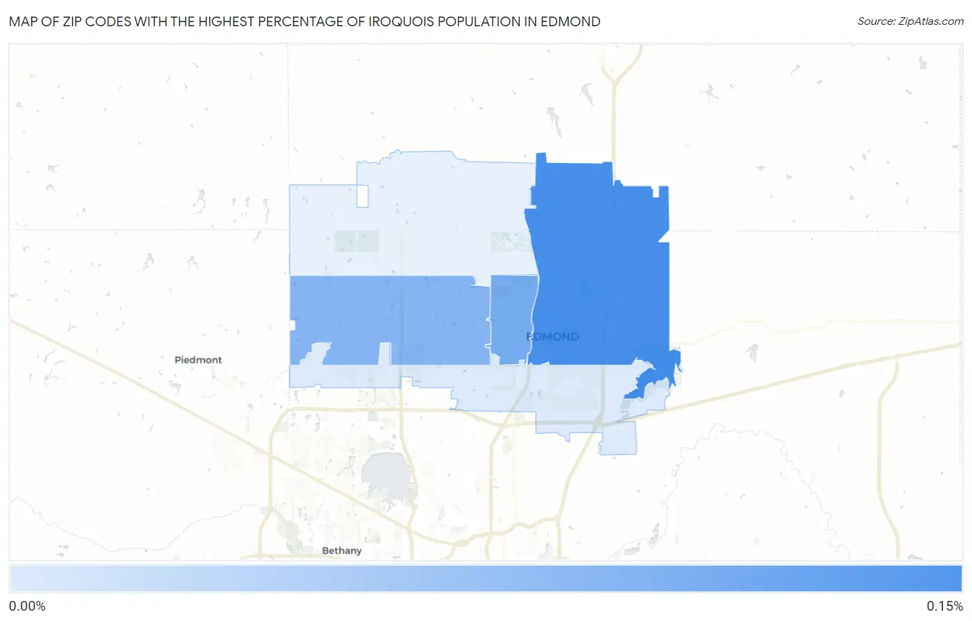 Zip Codes with the Highest Percentage of Iroquois Population in Edmond Map