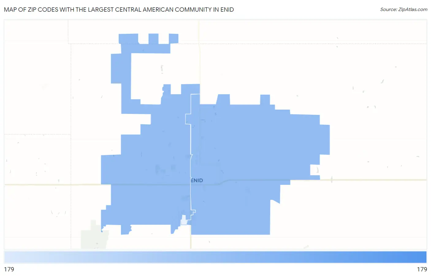 Zip Codes with the Largest Central American Community in Enid Map