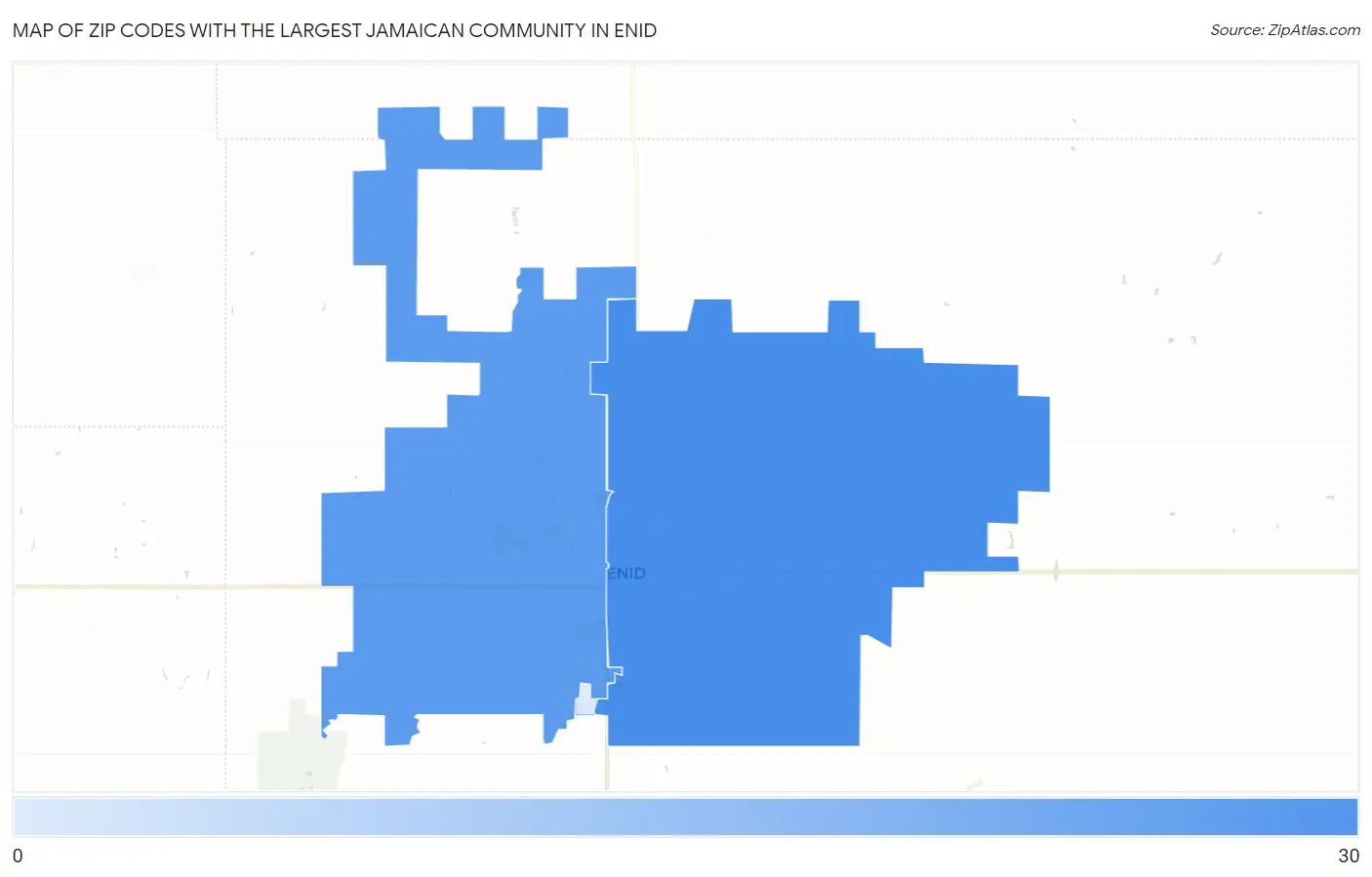Zip Codes with the Largest Jamaican Community in Enid Map