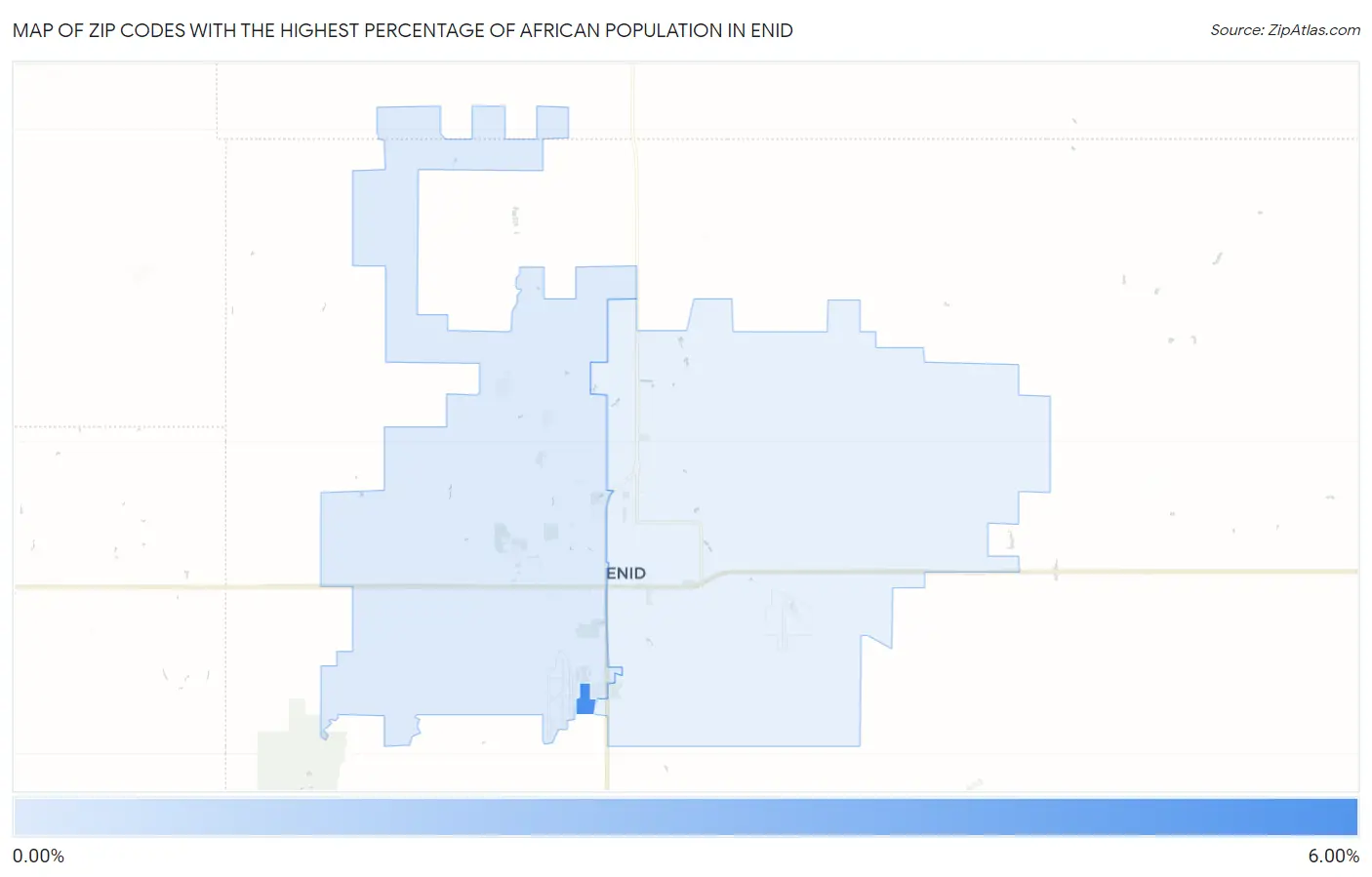 Zip Codes with the Highest Percentage of African Population in Enid Map