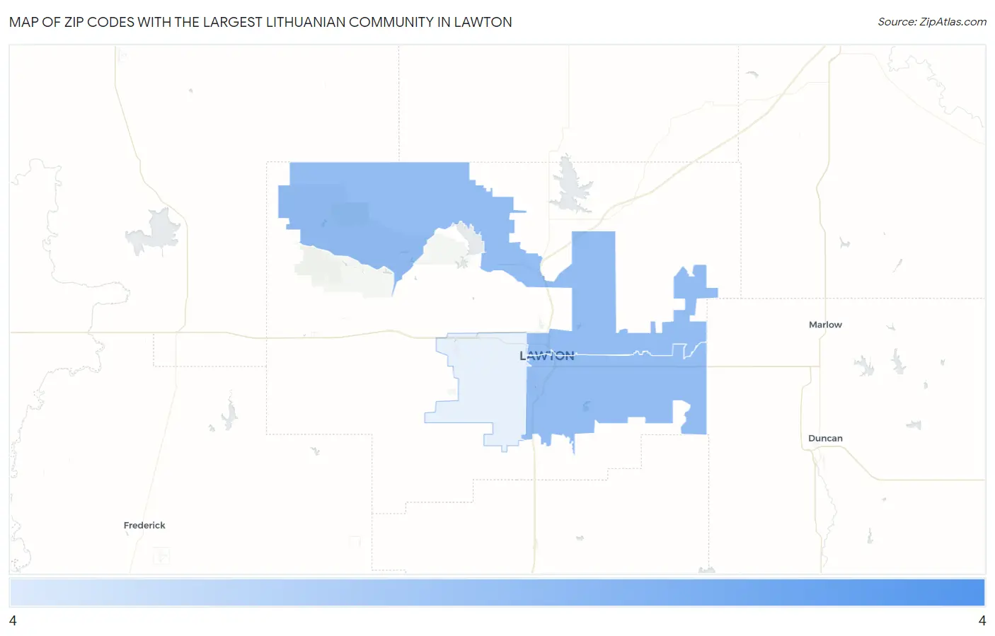 Zip Codes with the Largest Lithuanian Community in Lawton Map