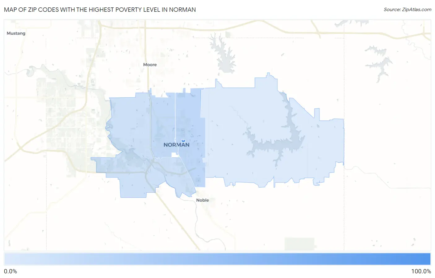 Zip Codes with the Highest Poverty Level in Norman Map