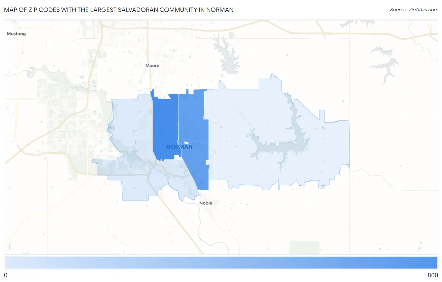 Zip Codes with the Largest Salvadoran Community in Norman Map