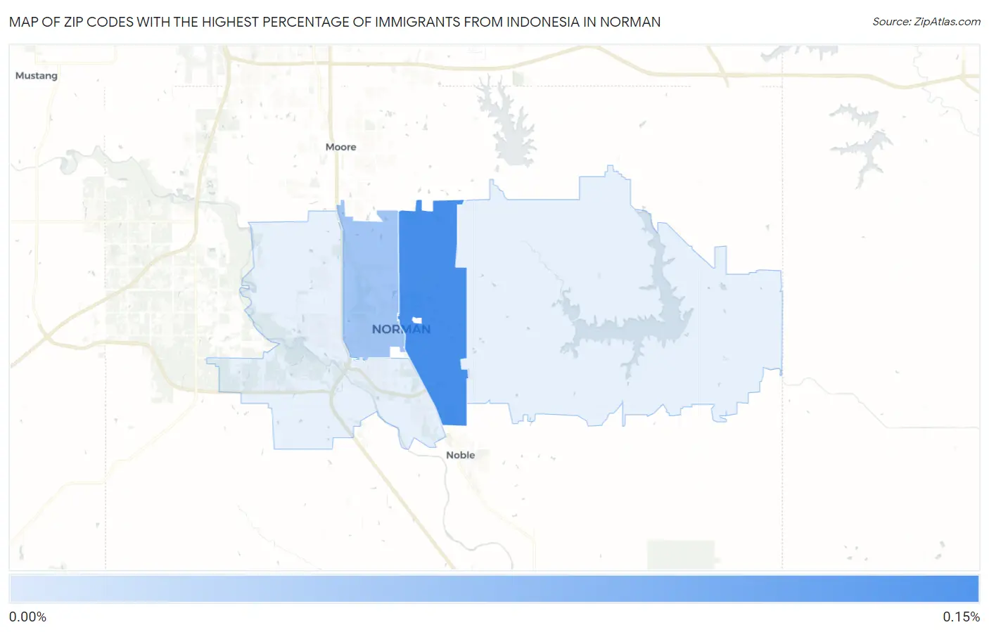 Zip Codes with the Highest Percentage of Immigrants from Indonesia in Norman Map