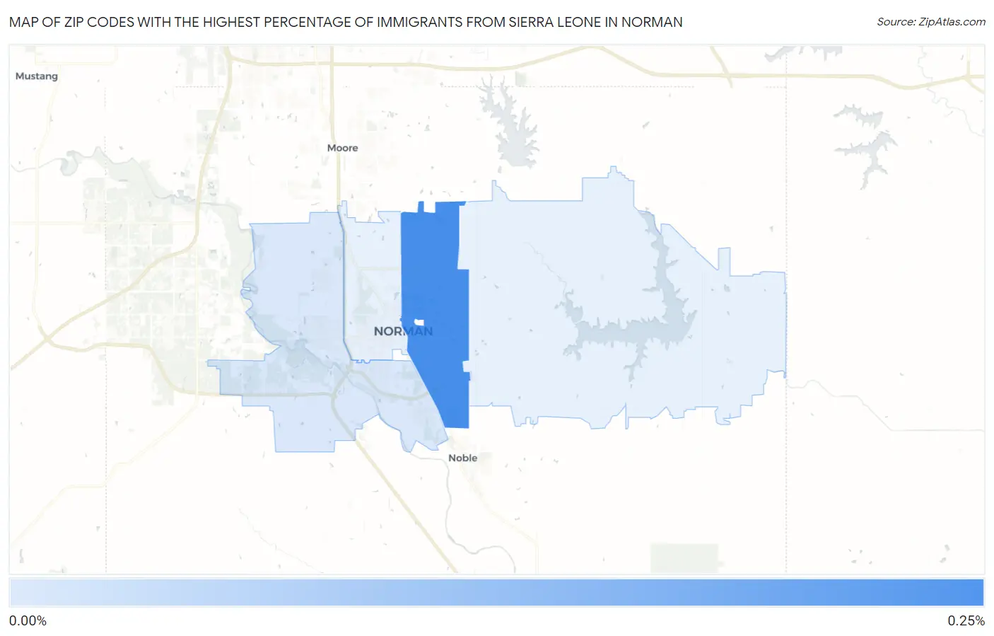Zip Codes with the Highest Percentage of Immigrants from Sierra Leone in Norman Map