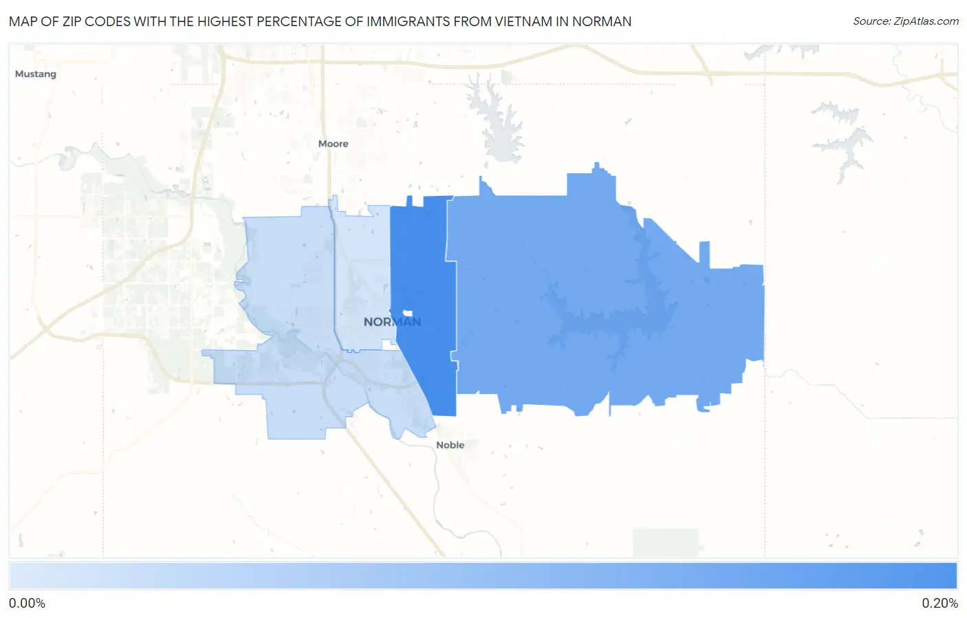 Zip Codes with the Highest Percentage of Immigrants from Vietnam in Norman Map