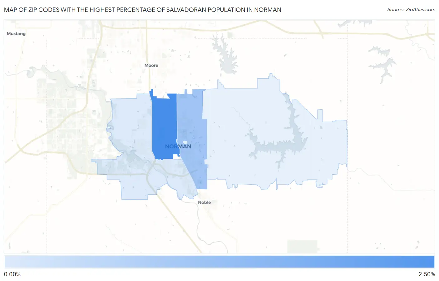 Zip Codes with the Highest Percentage of Salvadoran Population in Norman Map