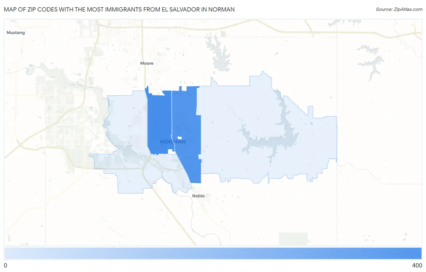 Zip Codes with the Most Immigrants from El Salvador in Norman Map