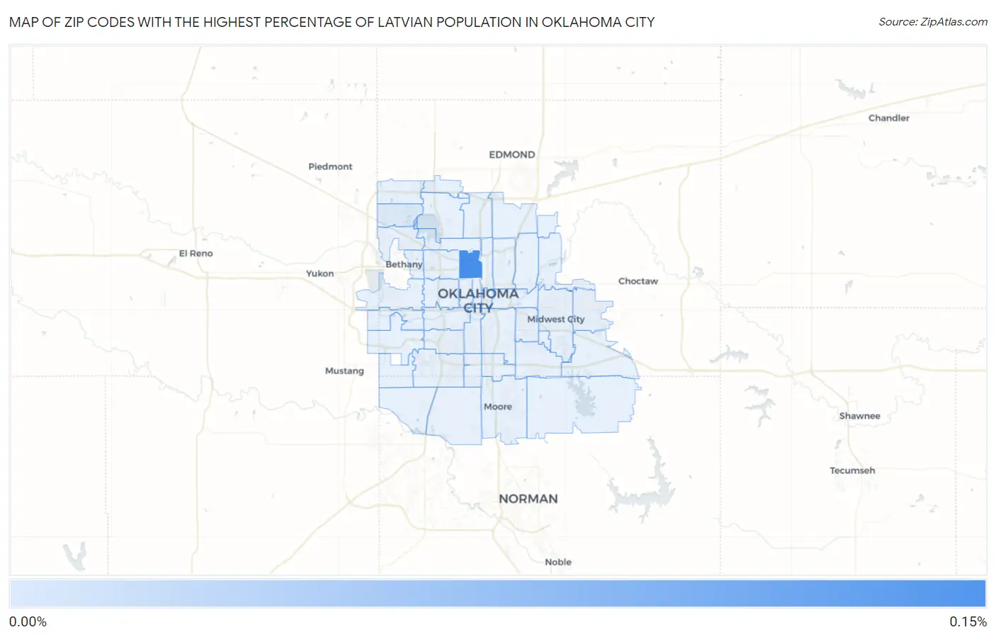 Zip Codes with the Highest Percentage of Latvian Population in Oklahoma City Map