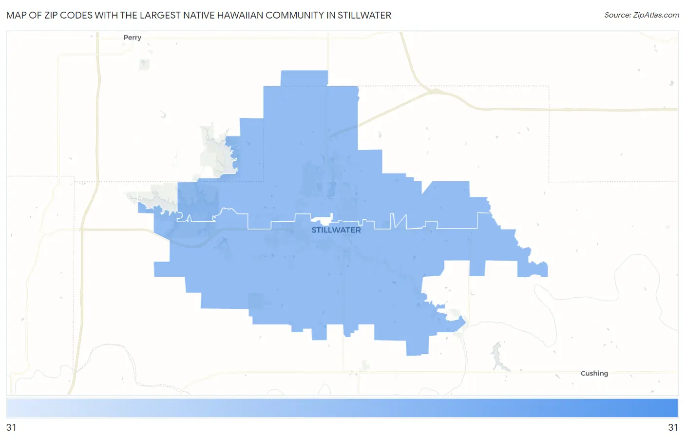 Zip Codes with the Largest Native Hawaiian Community in Stillwater Map