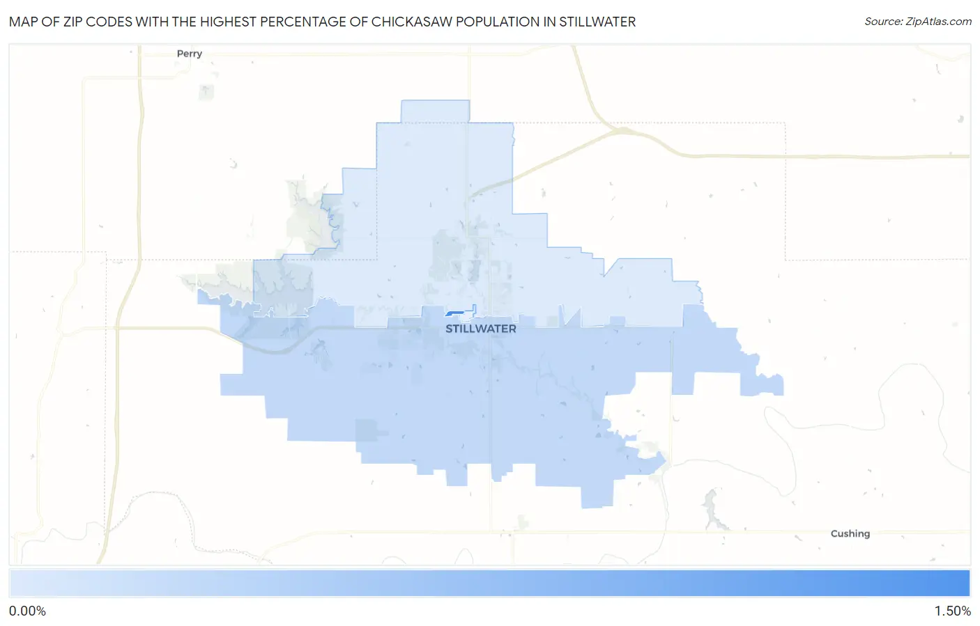 Zip Codes with the Highest Percentage of Chickasaw Population in Stillwater Map
