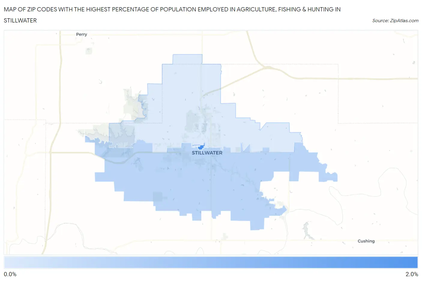 Zip Codes with the Highest Percentage of Population Employed in Agriculture, Fishing & Hunting in Stillwater Map