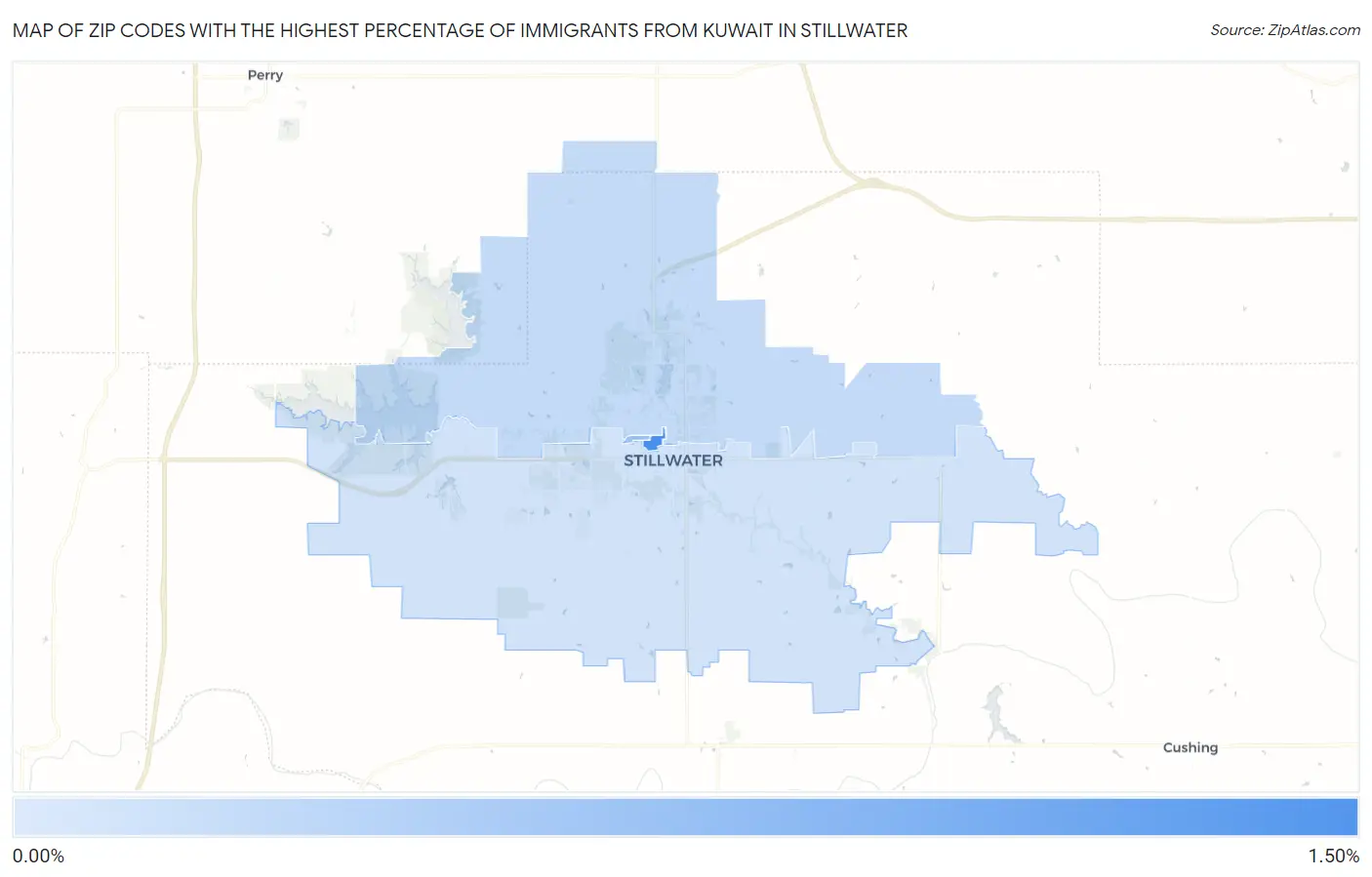 Zip Codes with the Highest Percentage of Immigrants from Kuwait in Stillwater Map