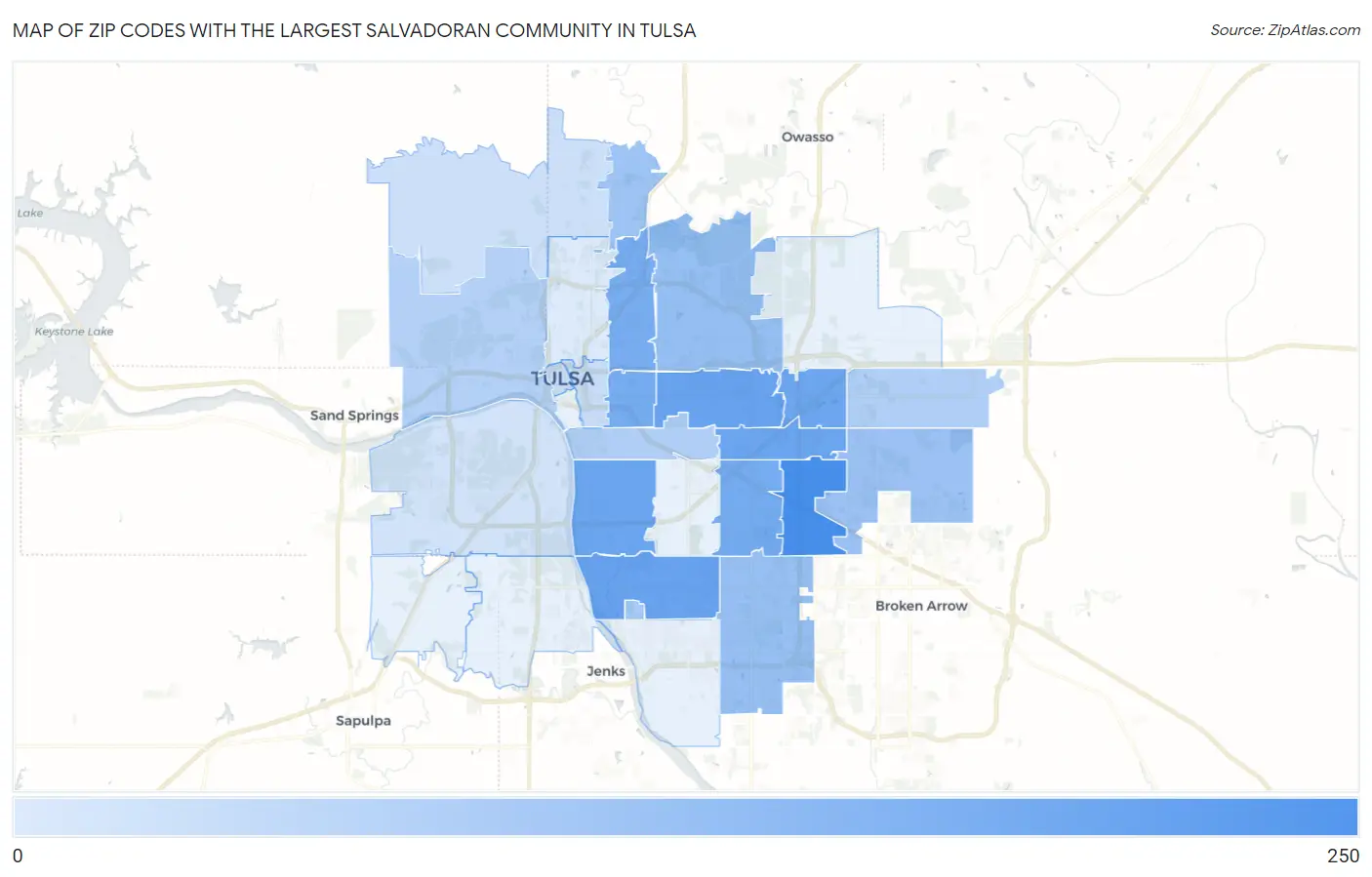 Zip Codes with the Largest Salvadoran Community in Tulsa Map