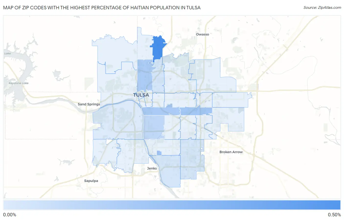 Zip Codes with the Highest Percentage of Haitian Population in Tulsa Map