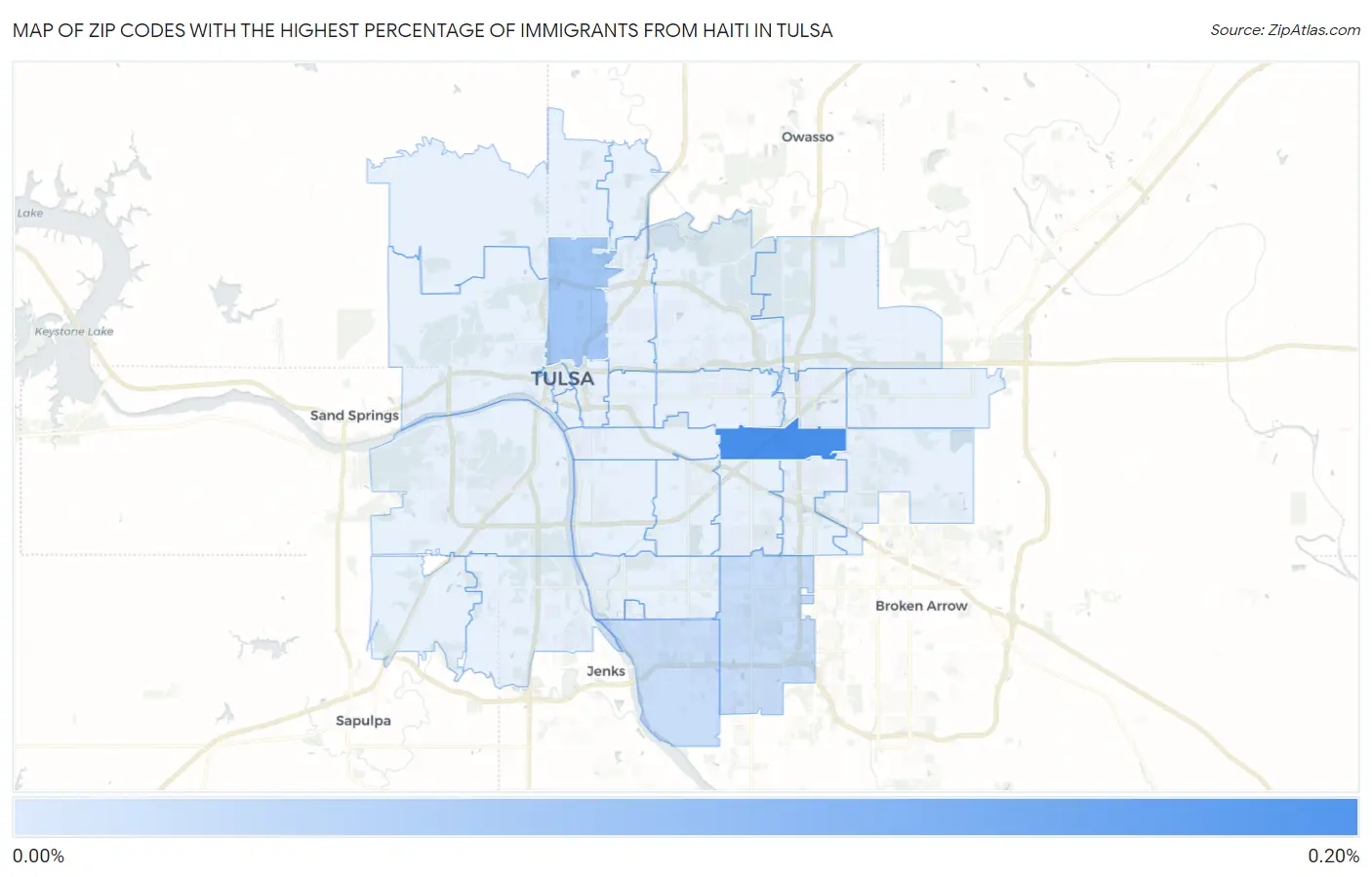 Zip Codes with the Highest Percentage of Immigrants from Haiti in Tulsa Map