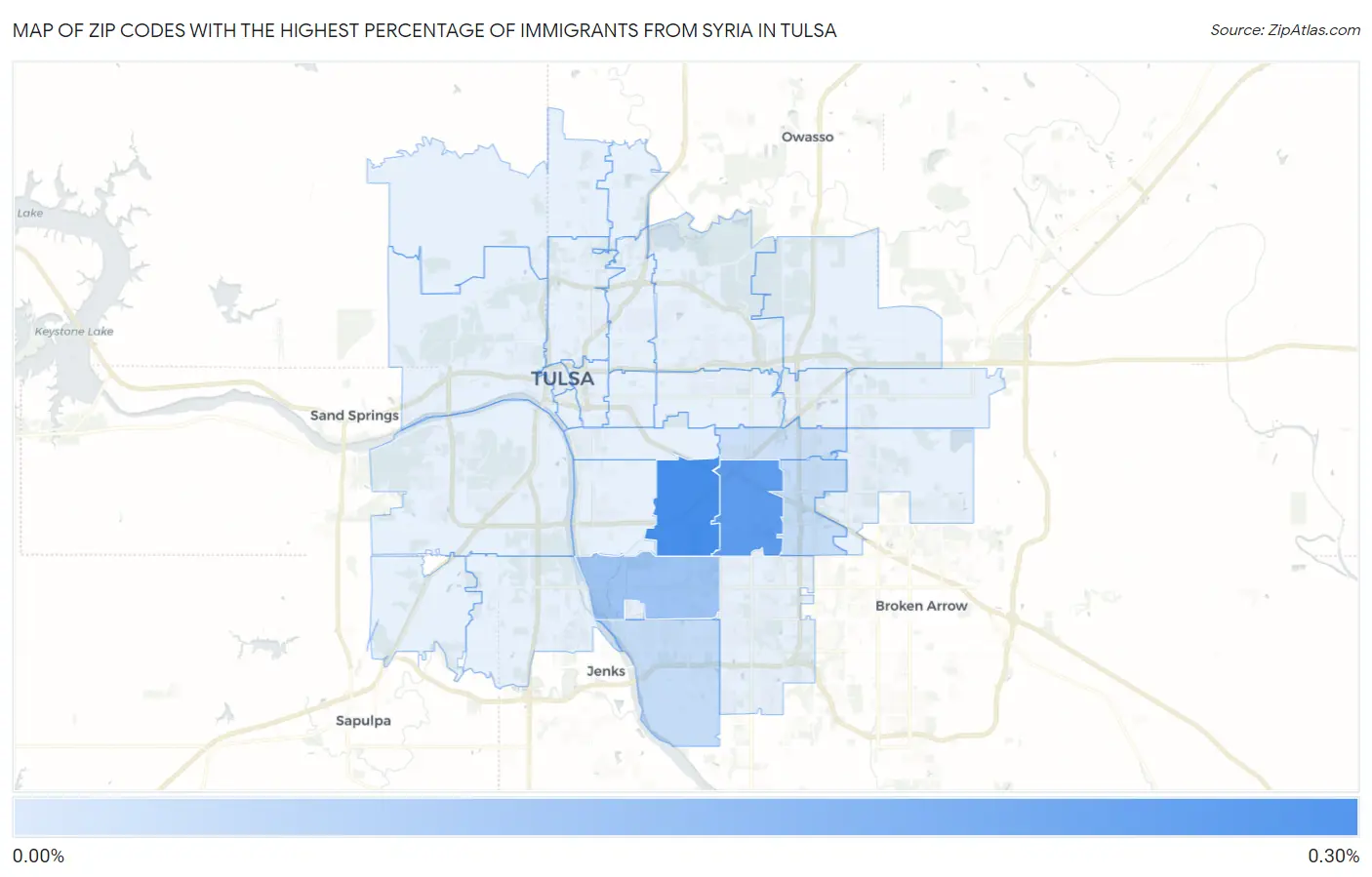 Zip Codes with the Highest Percentage of Immigrants from Syria in Tulsa Map