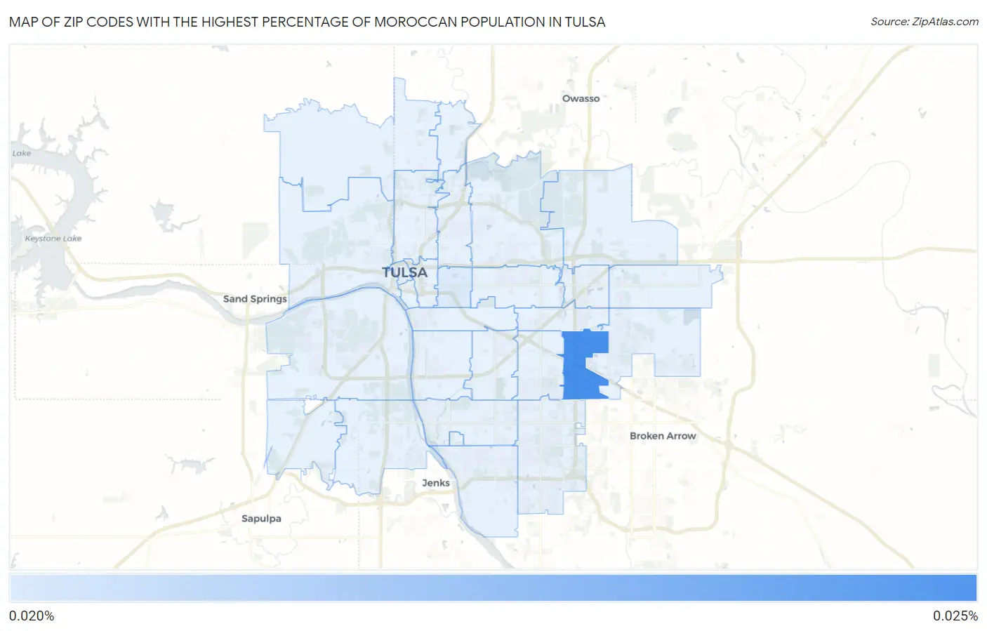 Zip Codes with the Highest Percentage of Moroccan Population in Tulsa Map