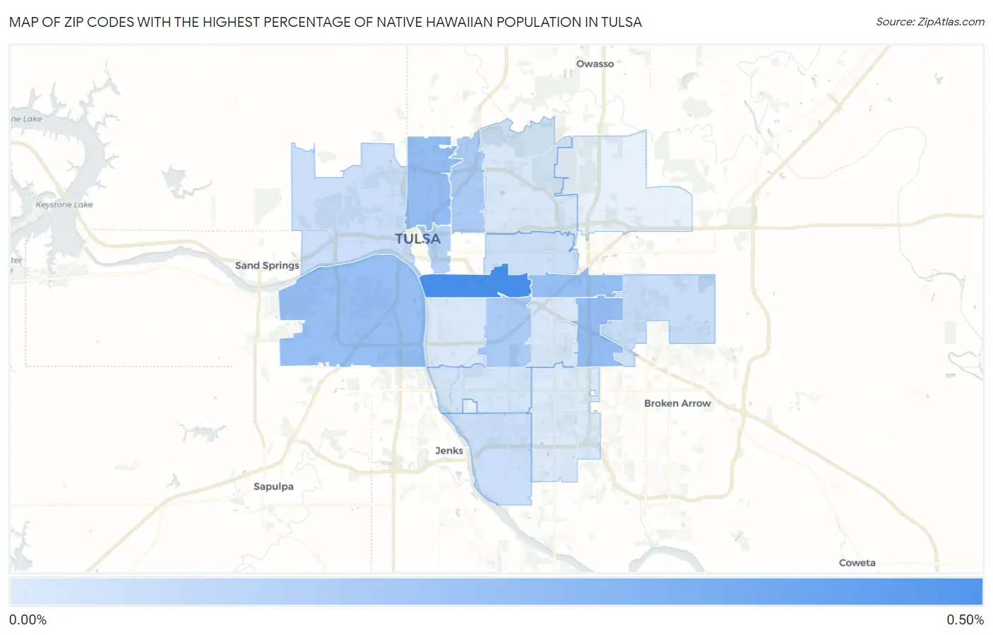 Zip Codes with the Highest Percentage of Native Hawaiian Population in Tulsa Map