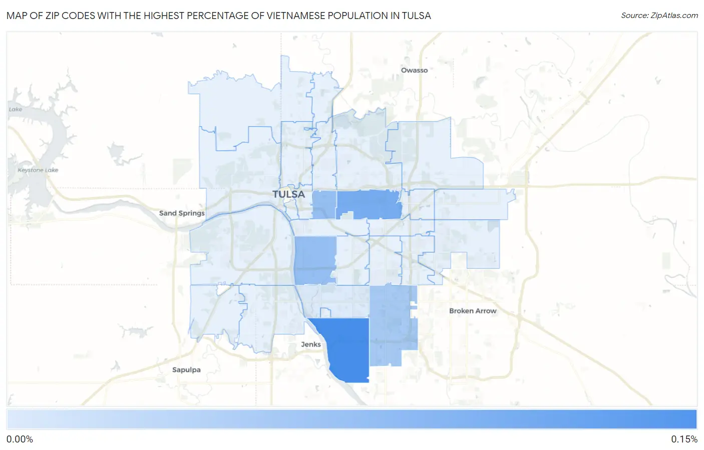 Zip Codes with the Highest Percentage of Vietnamese Population in Tulsa Map