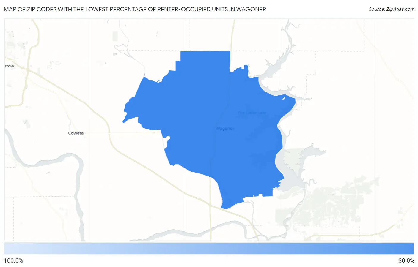 Zip Codes with the Lowest Percentage of Renter-Occupied Units in Wagoner Map