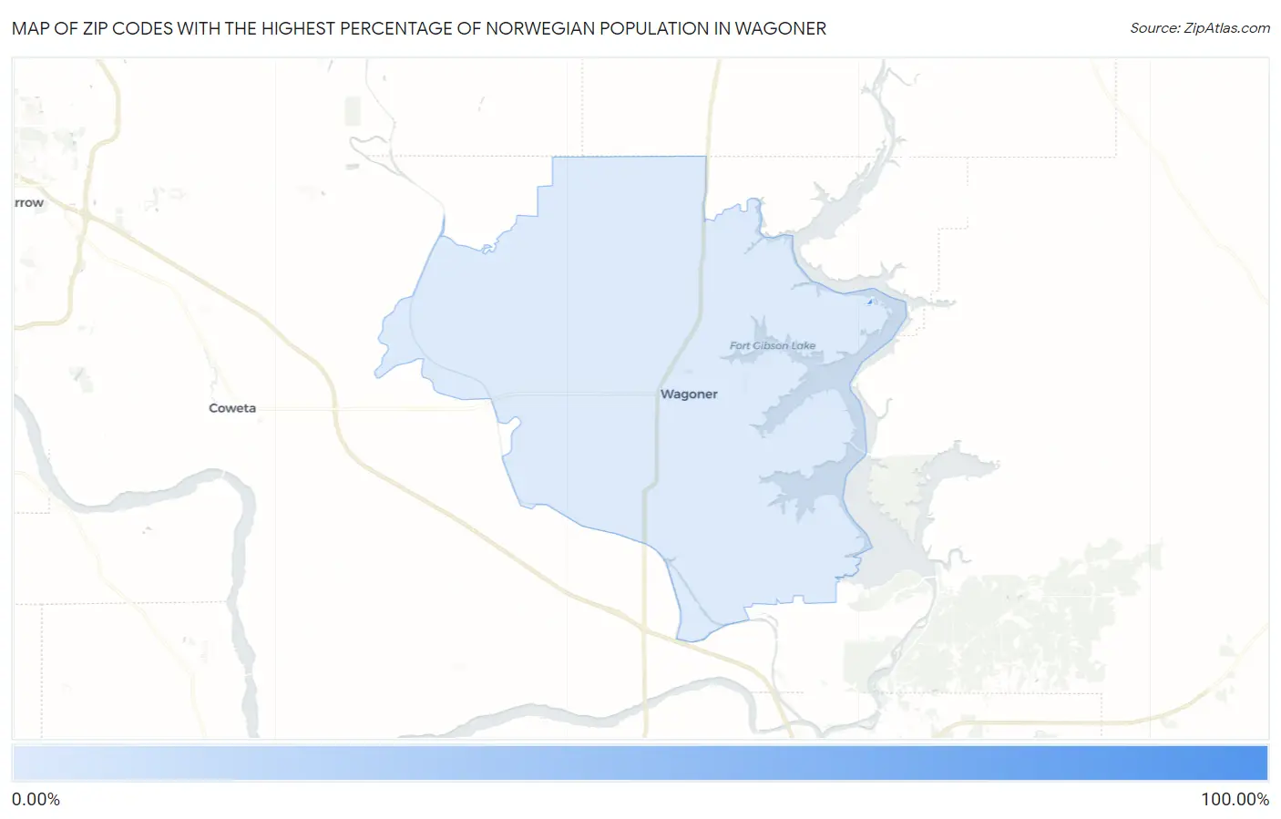 Zip Codes with the Highest Percentage of Norwegian Population in Wagoner Map