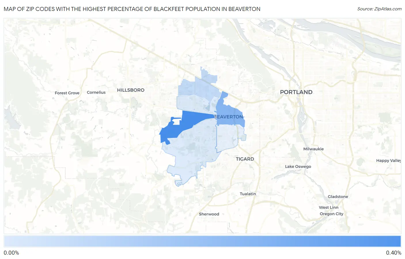 Zip Codes with the Highest Percentage of Blackfeet Population in Beaverton Map