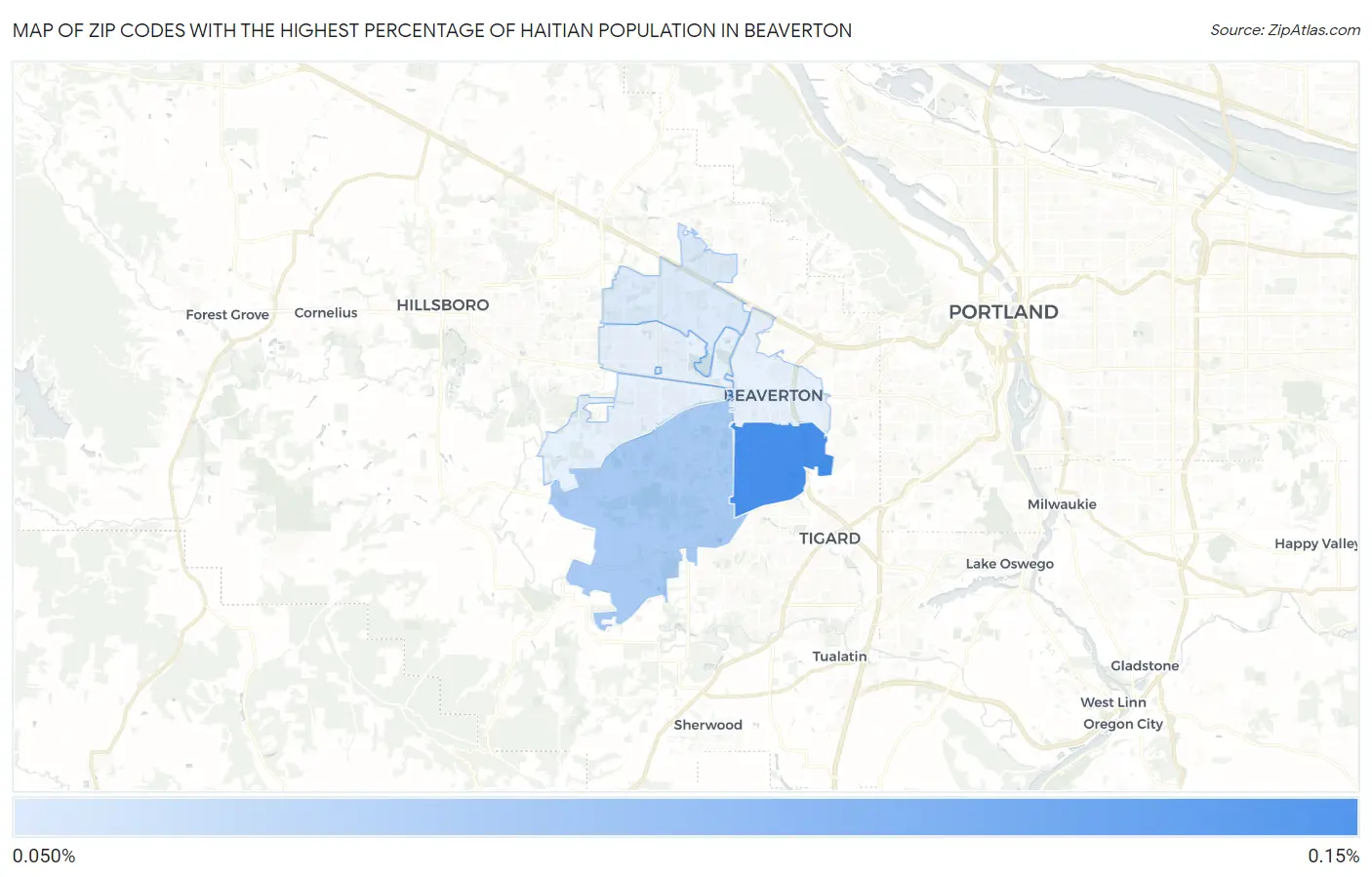 Zip Codes with the Highest Percentage of Haitian Population in Beaverton Map