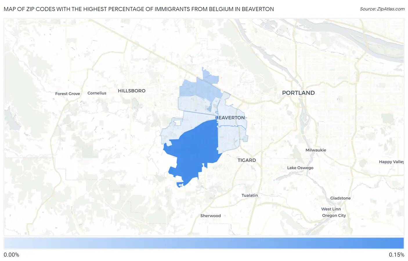 Zip Codes with the Highest Percentage of Immigrants from Belgium in Beaverton Map