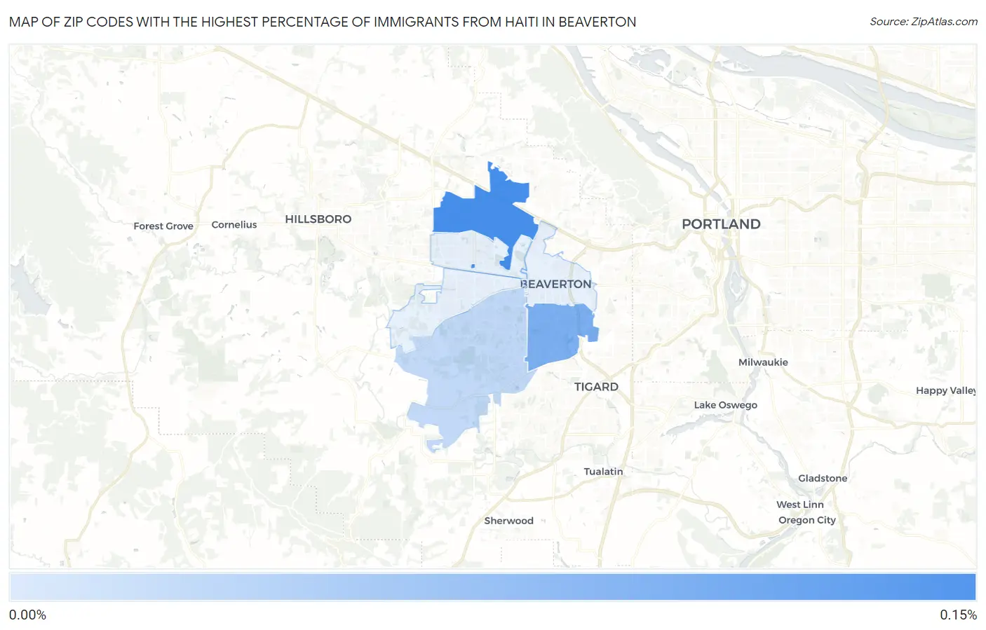 Zip Codes with the Highest Percentage of Immigrants from Haiti in Beaverton Map