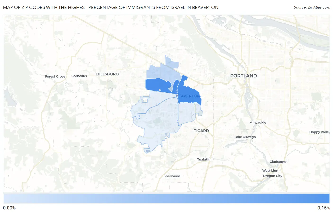 Zip Codes with the Highest Percentage of Immigrants from Israel in Beaverton Map