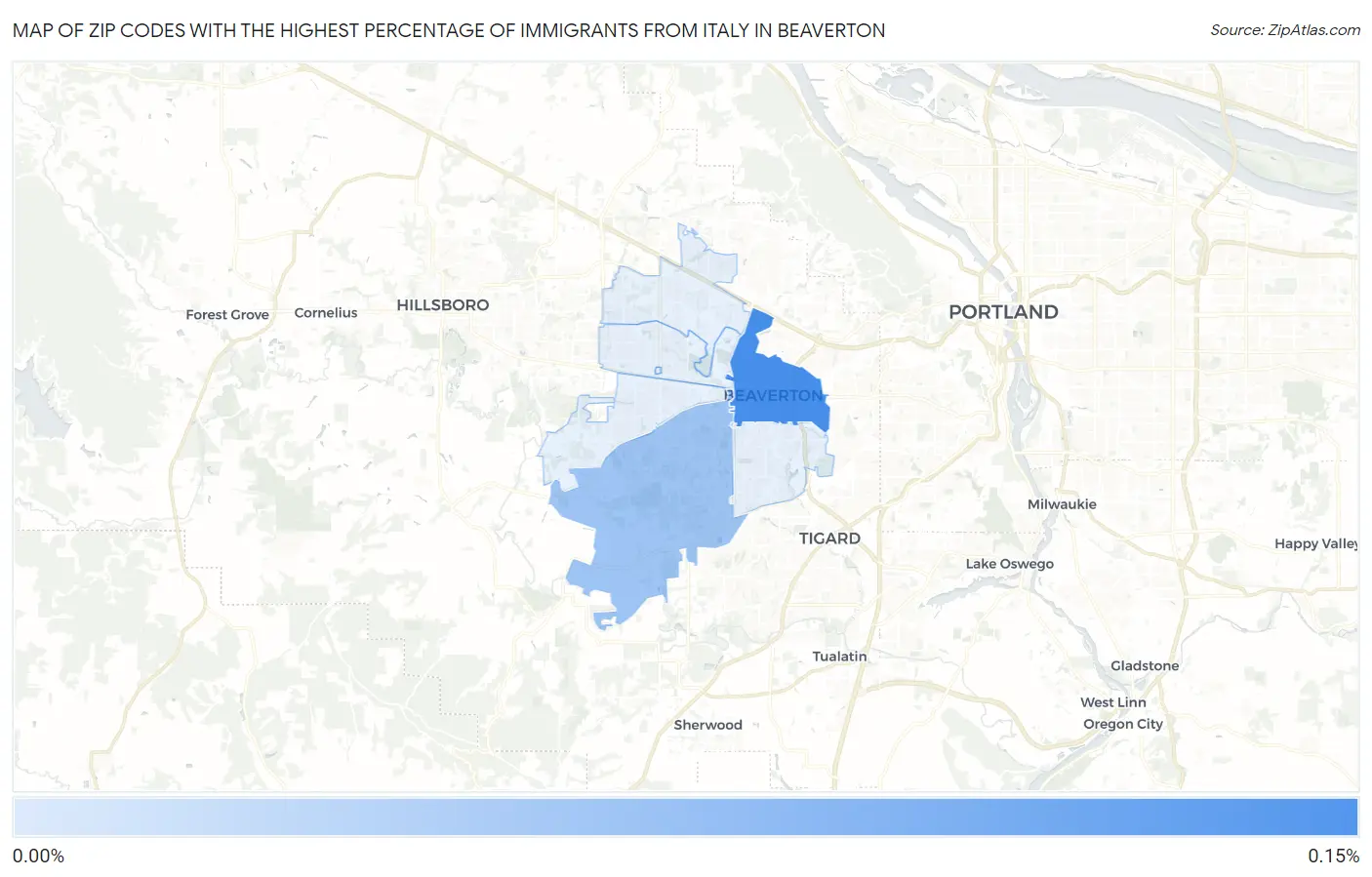 Zip Codes with the Highest Percentage of Immigrants from Italy in Beaverton Map