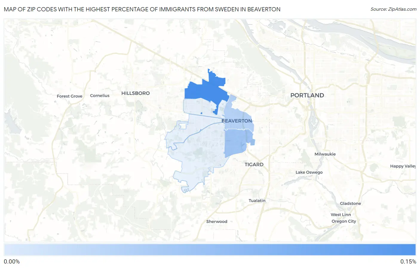 Zip Codes with the Highest Percentage of Immigrants from Sweden in Beaverton Map