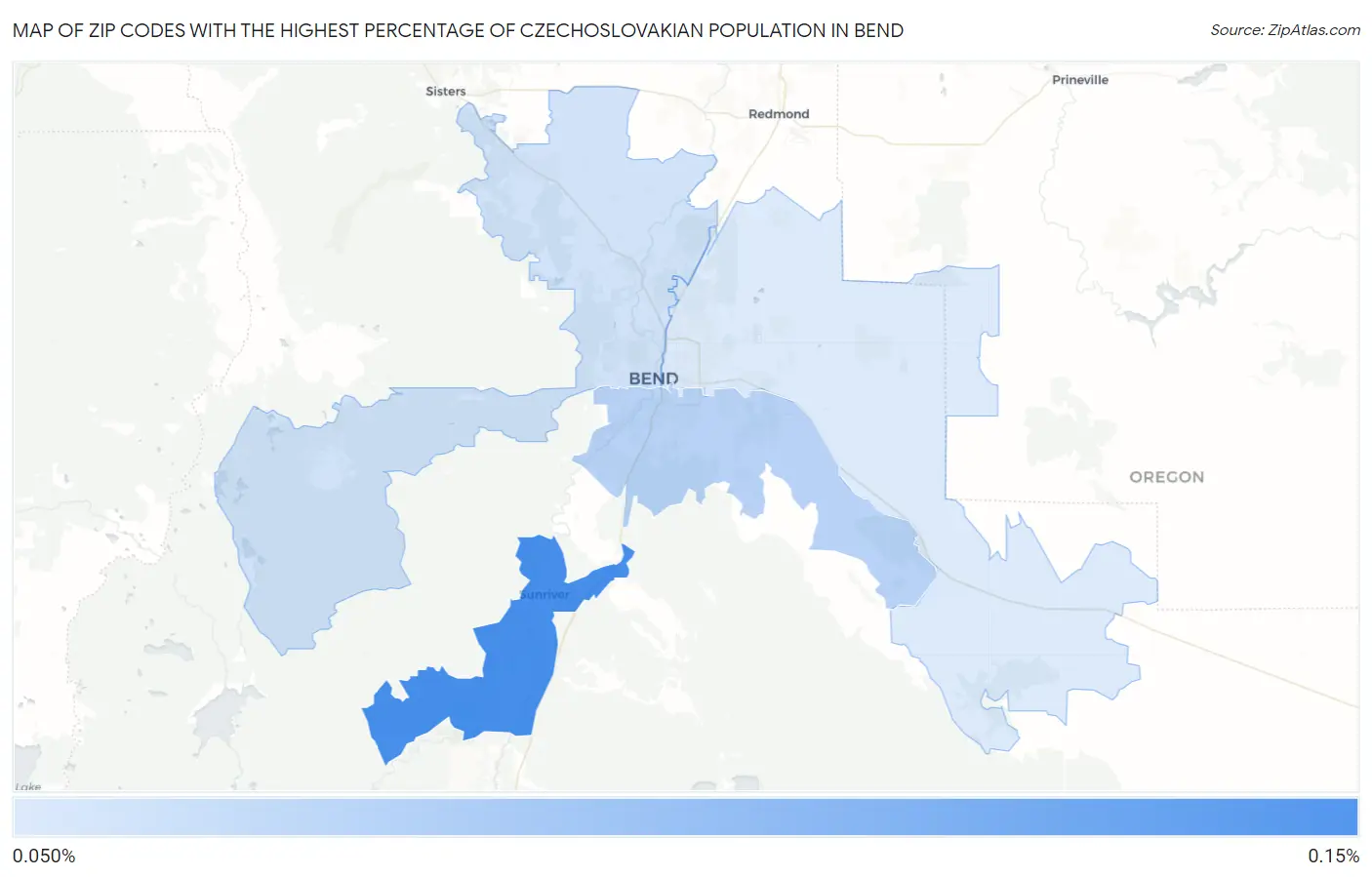 Zip Codes with the Highest Percentage of Czechoslovakian Population in Bend Map