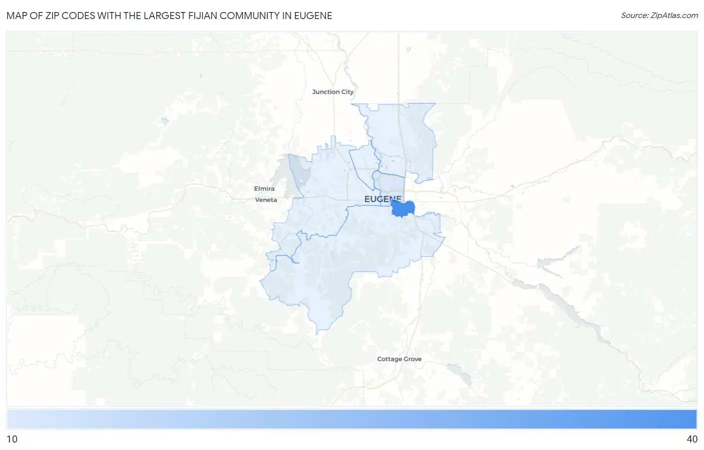Zip Codes with the Largest Fijian Community in Eugene Map