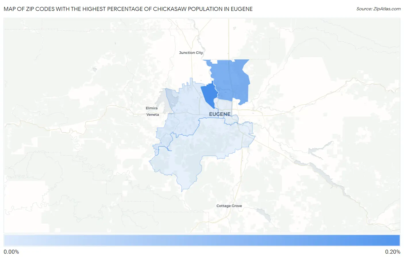 Zip Codes with the Highest Percentage of Chickasaw Population in Eugene Map