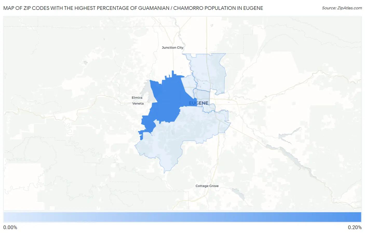Zip Codes with the Highest Percentage of Guamanian / Chamorro Population in Eugene Map