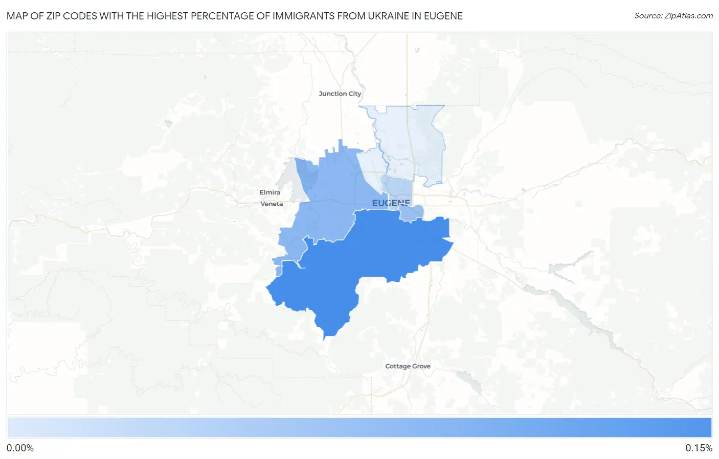 Zip Codes with the Highest Percentage of Immigrants from Ukraine in Eugene Map