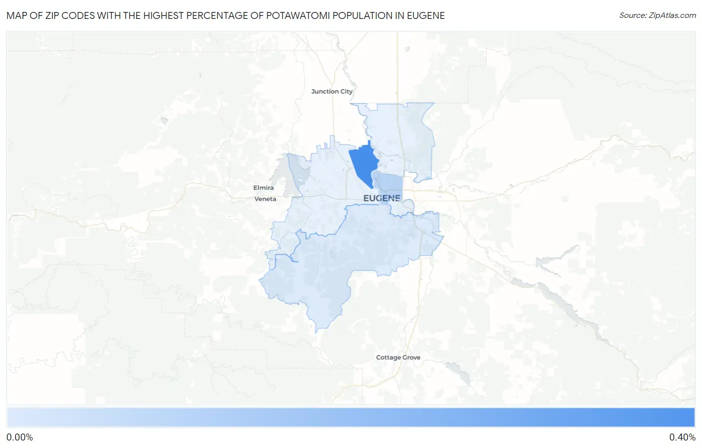 Zip Codes with the Highest Percentage of Potawatomi Population in Eugene Map