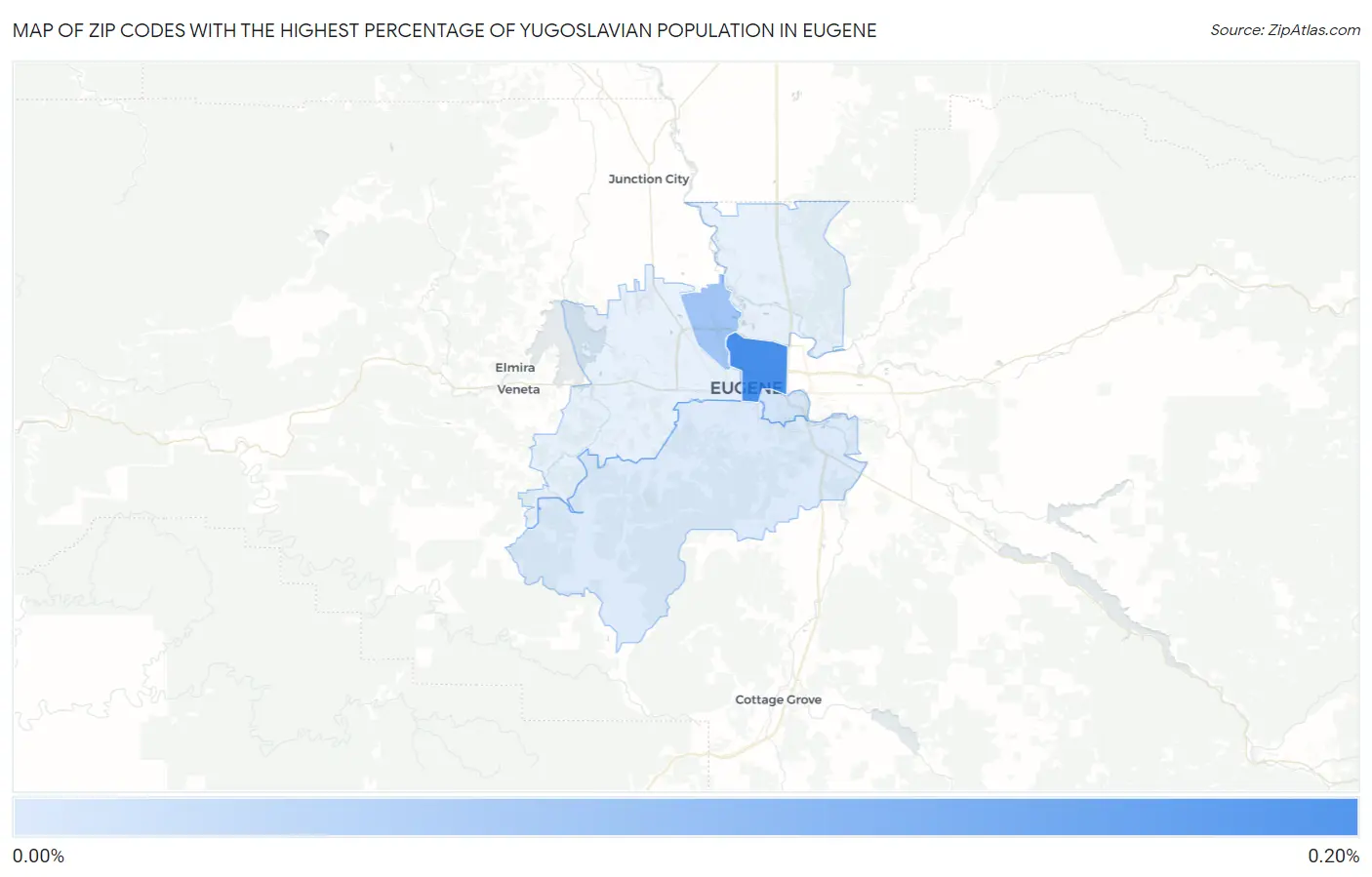Zip Codes with the Highest Percentage of Yugoslavian Population in Eugene Map
