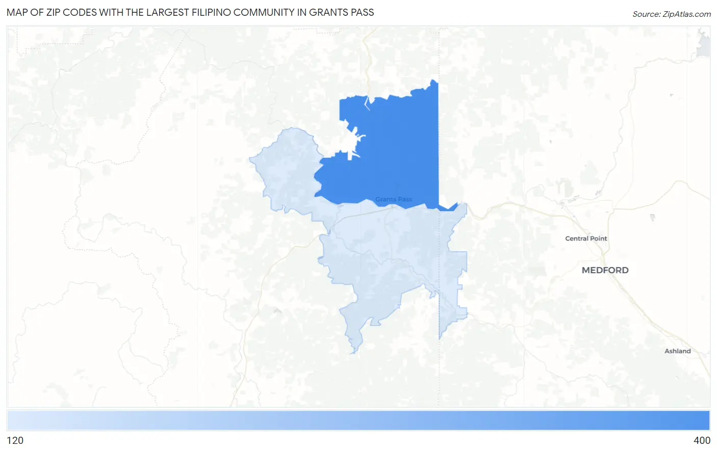 Zip Codes with the Largest Filipino Community in Grants Pass Map