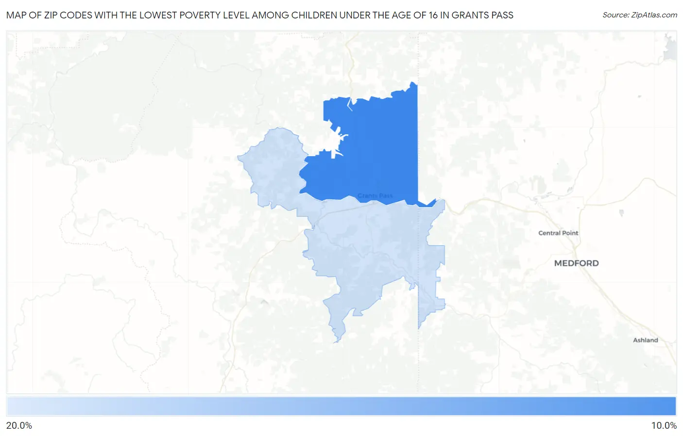 Zip Codes with the Lowest Poverty Level Among Children Under the Age of 16 in Grants Pass Map