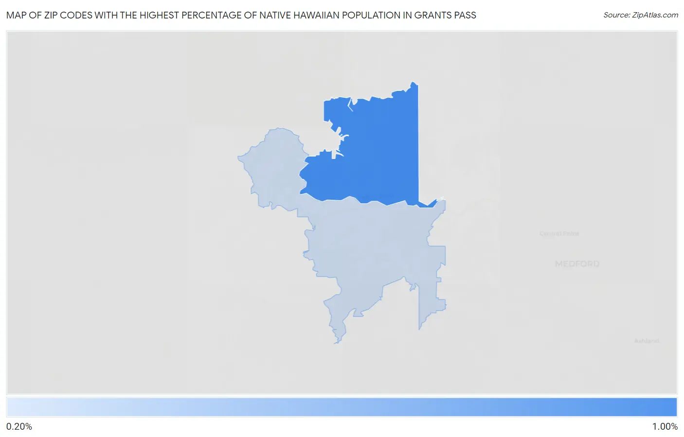 Zip Codes with the Highest Percentage of Native Hawaiian Population in Grants Pass Map